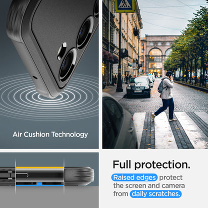 ACS05665 - Galaxy S23 Plus Case Rugged Armor in matte black full protection. raised edges protect the screen and camera from daily scratches. Aircushion technology.