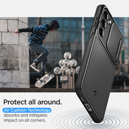 ACS05733 - Galaxy S23 Case Optik Armor in black protect all around. Air cushion technology absorbs and mitigates impact on all corners.