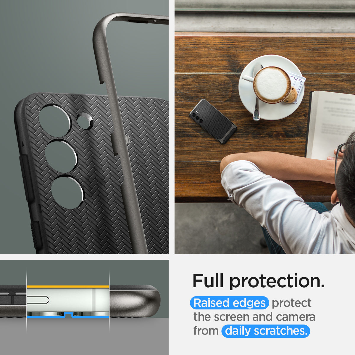 ACS05675 - Galaxy S23 Plus Case Neo Hybrid in gunmetal full protection. raised edges protect the screen and camera from daily scratches.