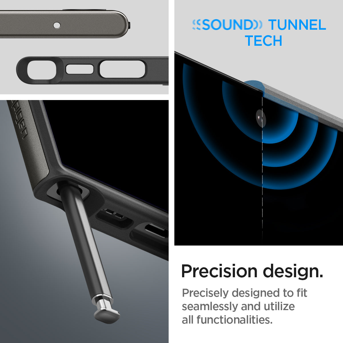ACS05627 - Galaxy S23 Ultra Case Neo Hybrid in gunmetal precision design. precisely designed to fit seamlessly and utilize all functionalities.