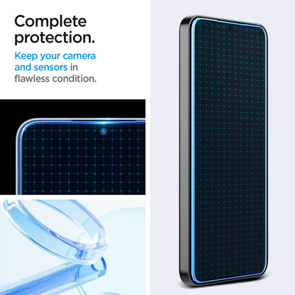 AGL07438 - Galaxy S24 GLAS.tR EZ Fit in Transparency showing the complete protection. Keep your camera and sensors in flawless condition