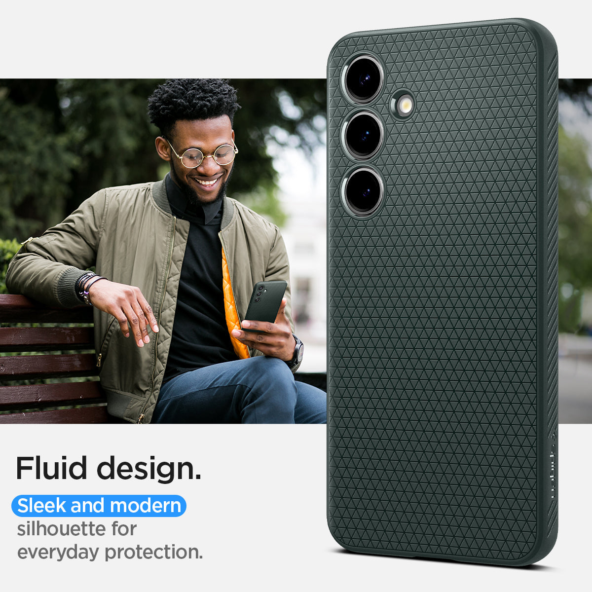 ACS07348 - Galaxy S24 Case Liquid Air in Abyss Green fluid design. sleek and modern silhouette for everyday protection.