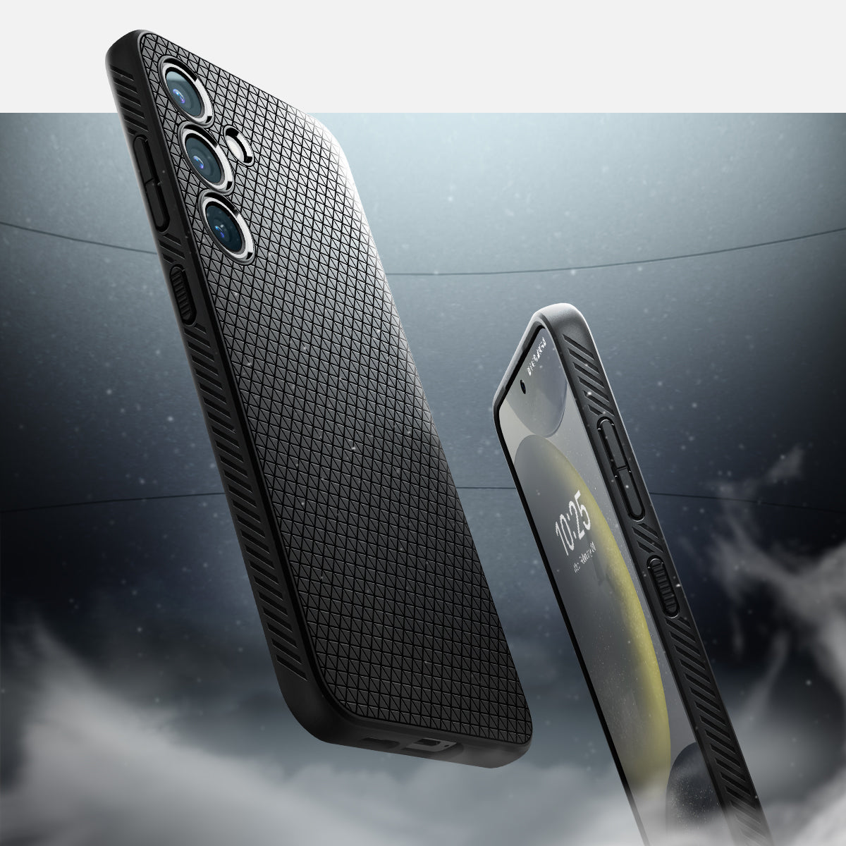 ACS07347 - Galaxy S24 Case Liquid Air in Matte Black showing front and back.