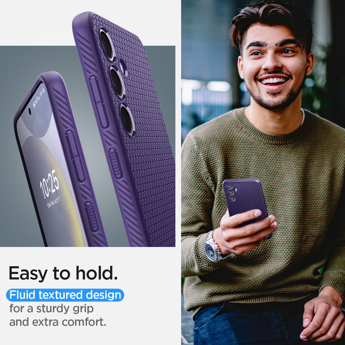 ACS07451 - Galaxy S24 Case Liquid Air in Deep Purple easy to hold. fluid textured design for a sturdy grip and extra comfort.
