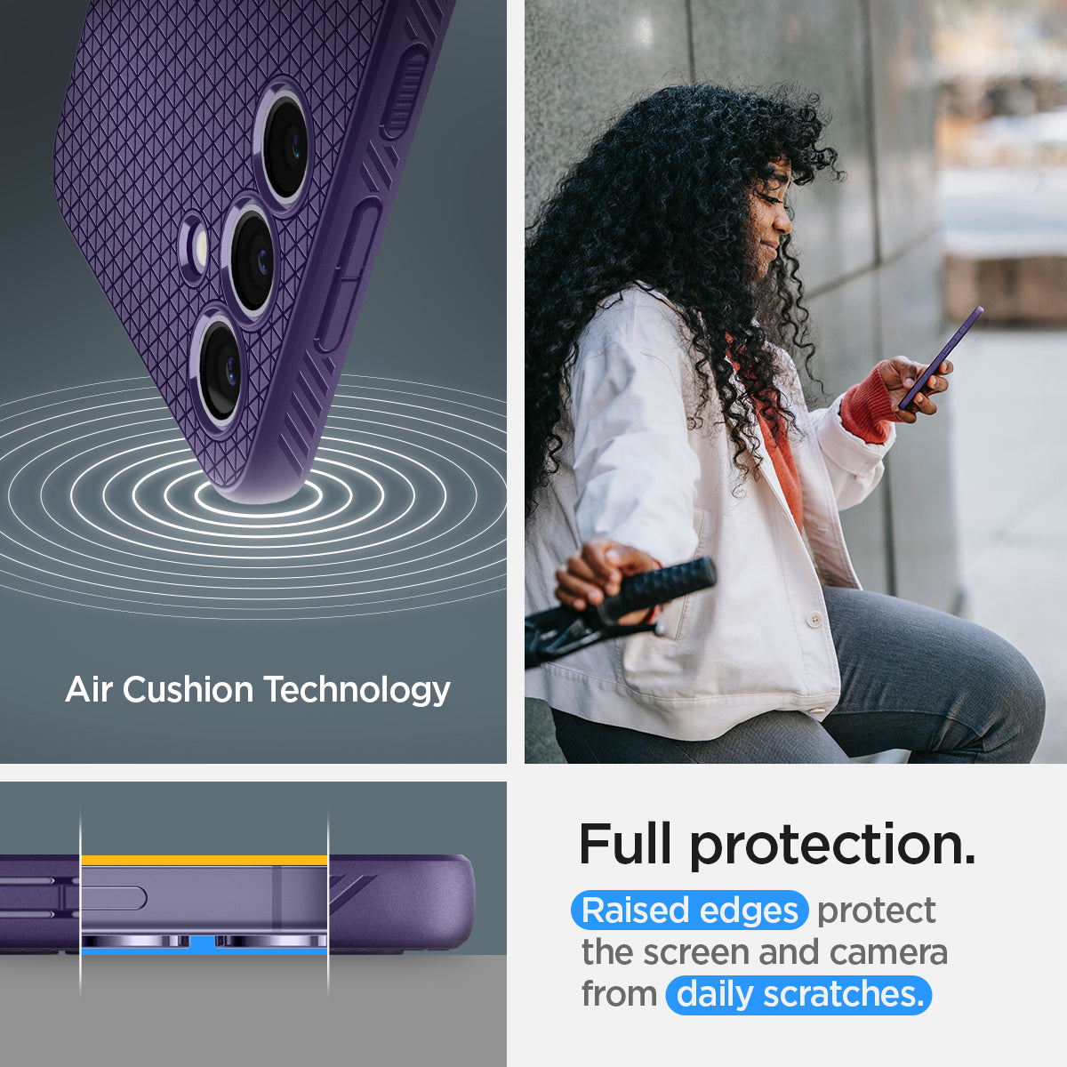 ACS07451 - Galaxy S24 Case Liquid Air in Deep Purple full protection. raised edges protect the screen and camera from daily scratches. Aircushion technology.