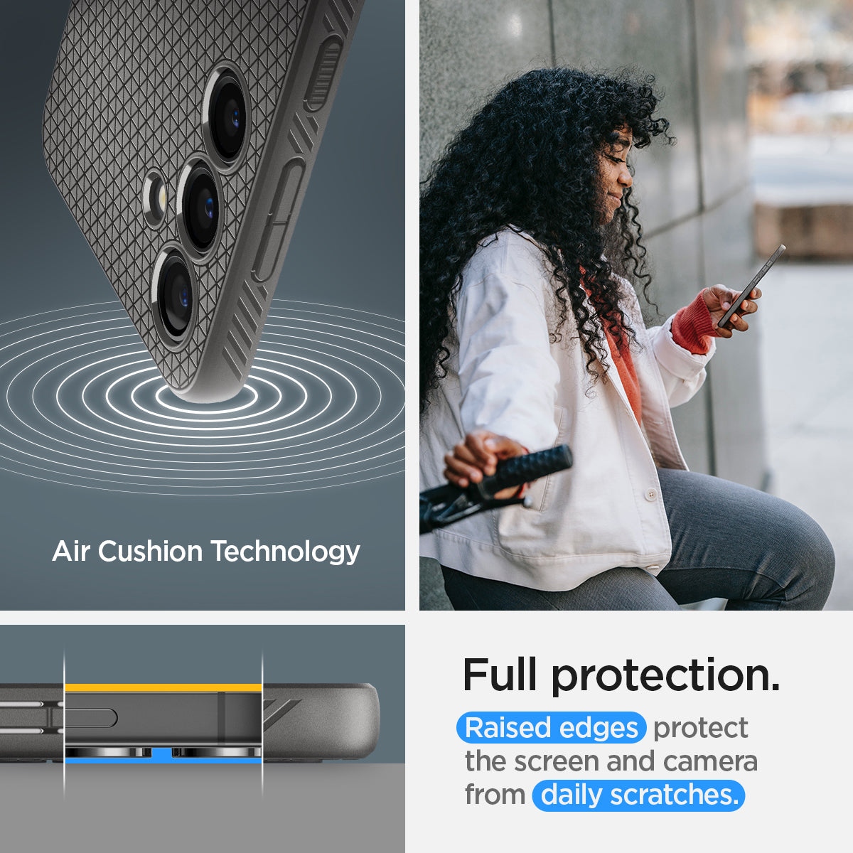 ACS07450 - Galaxy S24 Case Liquid Air in Granite Gray full protection. raised edges protect the screen and camera from daily scratches. Aircushion technology.