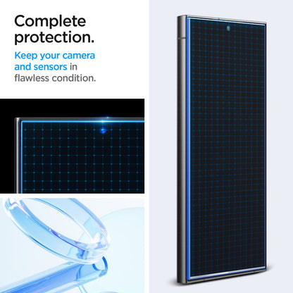 AGL07493 - Galaxy S24 Ultra GLAS.tR EZ Fit in Transparency showing the complete protection. Keep your camera and sensors in flawless condition