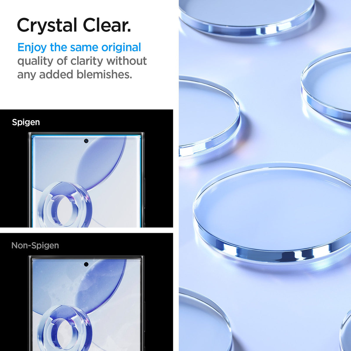 AGL07493 - Galaxy S24 Ultra GLAS.tR EZ Fit in Transparency showing the crystal clear. Enjoy the same original quality of clarity without any added blemishes
