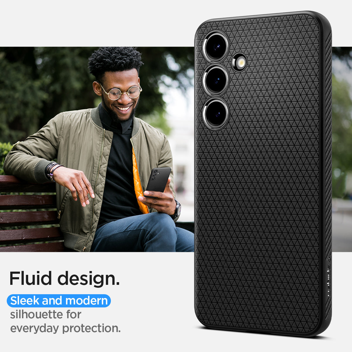 ACS07327 - Galaxy S24 Plus Case Liquid Air in Matte Black fluid design. sleek and modern silhouette for everyday protection.