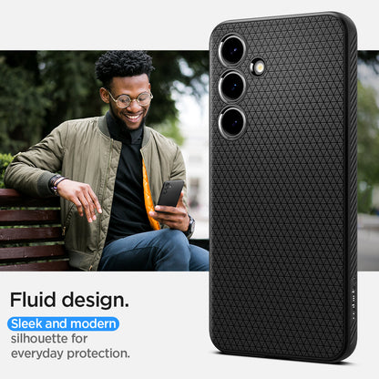 ACS07327 - Galaxy S24 Plus Case Liquid Air in Matte Black fluid design. sleek and modern silhouette for everyday protection.