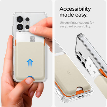 AFA09233 - Galaxy S25 Case MagSafe Card Holder Nano Pop (MagFit) in Orange Beige showing accessibility made easy.