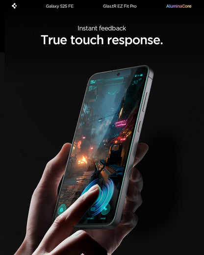 AGL10202- Galaxy S25 FE GLAS.tR EZ Fit Pro showing the instant feedback. True touch response