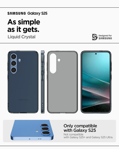 ACS08996 - Galaxy S25 Case Liquid Crystal in Space Crystal showing the compatibility. Only compatible with Galaxy S25 and not compatible with Galaxy S25+ and Galaxy S25 Ultra