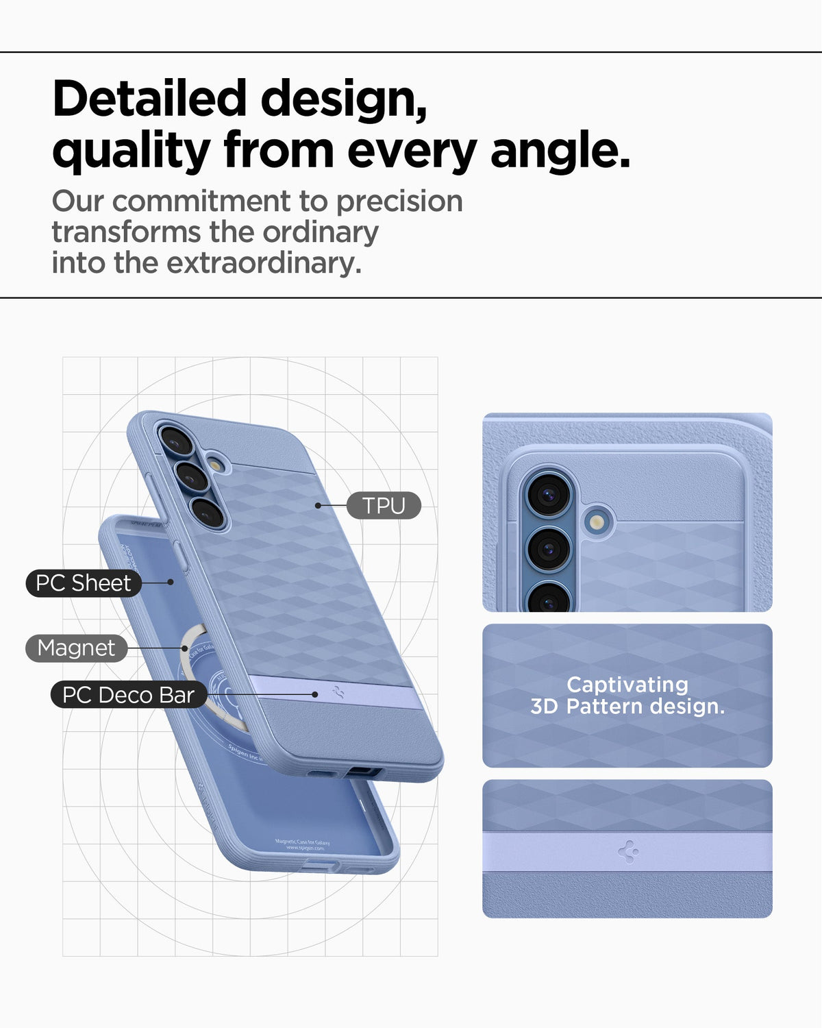 ACS09062 - Galaxy S25 Case Parallax (MagFit) in Purple-ish showing the detailed design, quality from every angle. Our commitment to precision transforms the ordinary into the extraordinary. TPU, PC Sheet, Magnet and PC Decor Bar with captivating 3D pattern design