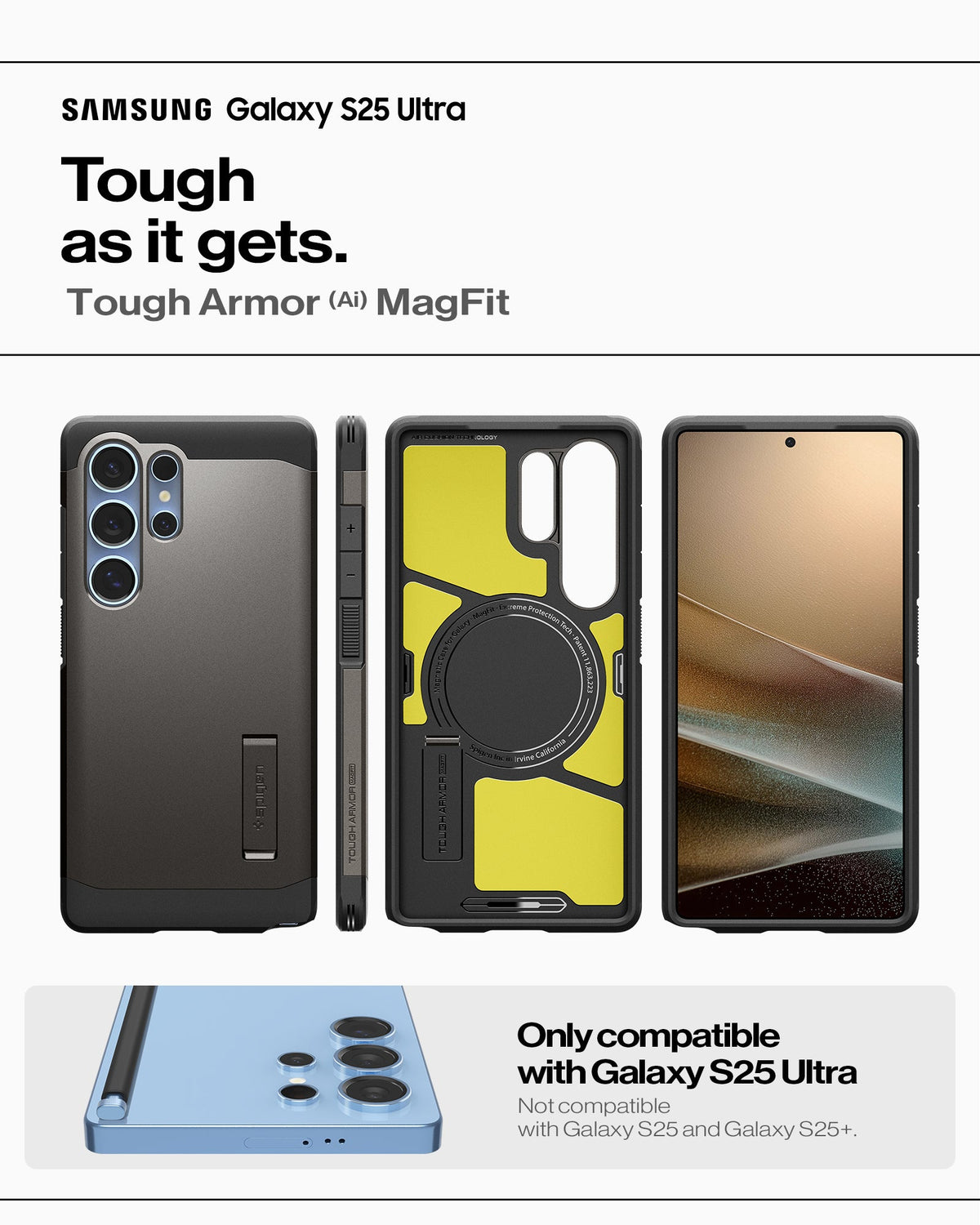 ACS08965 - Galaxy S25 Ultra Case Tough Armor AI (MagFit) in Gunmetal only compatible with Galaxy S25 Ultra. Not compatible with Galaxy S25/Galaxy S25+