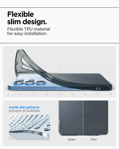 ACS08949 - Galaxy S25 Ultra Case Liquid Crystal in Space Crystal showing the flexible slim design. Flexible TPU material for easy installation. Inside dot patterns prevent air bubbles
