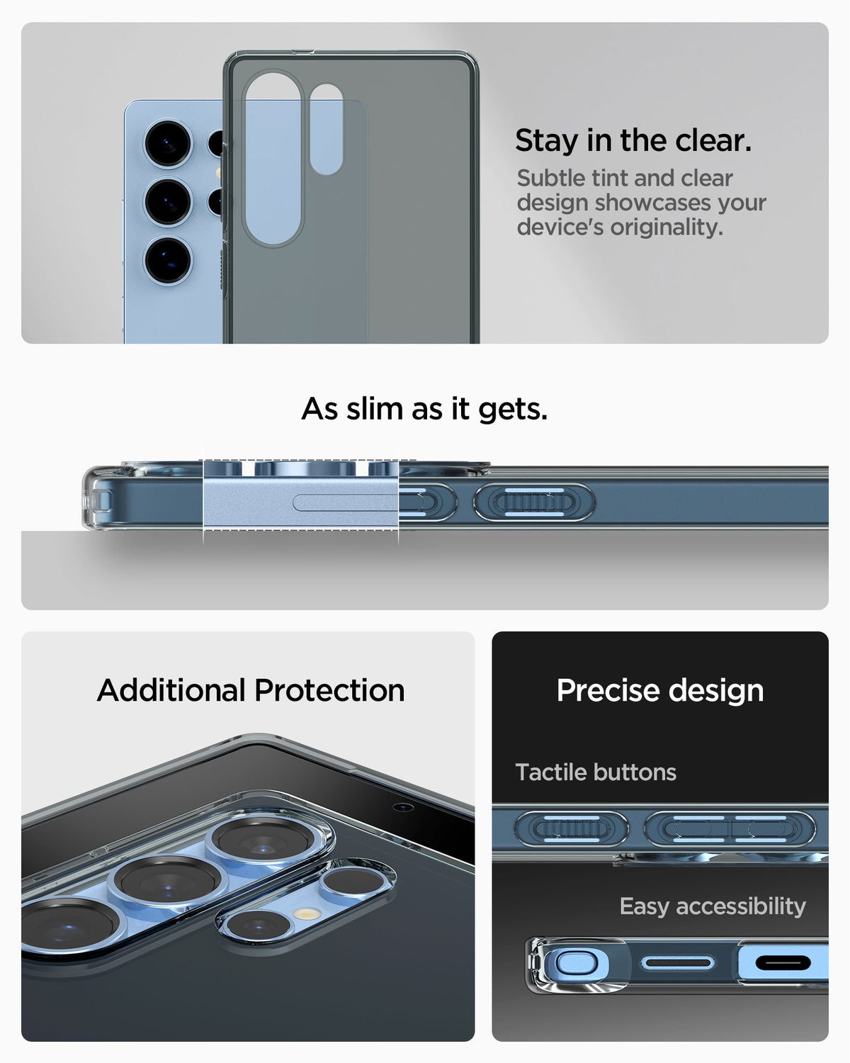ACS08949 - Galaxy S25 Ultra Case Liquid Crystal in Space Crystal showing the subtle tint and clear design showcases your device's originality. Additional Protection. Precise design, tactile buttons and easy accessibility