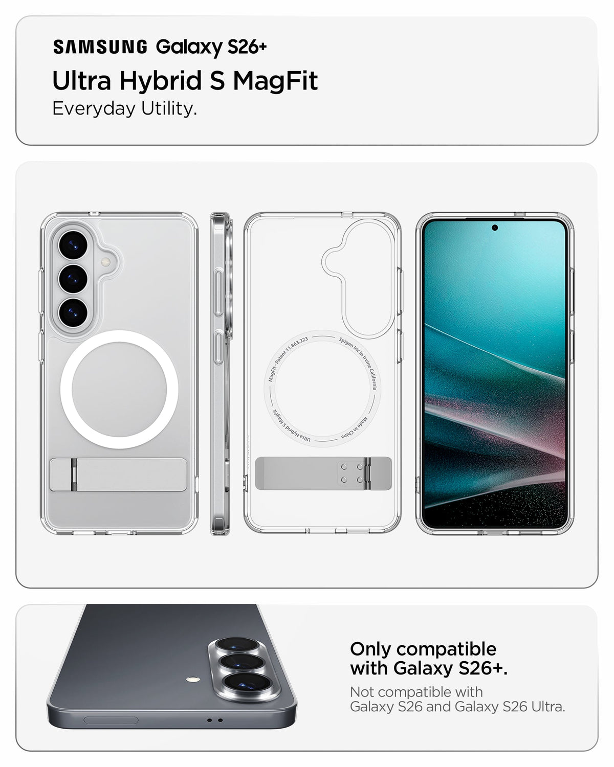 ACS11050 - Galaxy S26 Plus Case - Ultra Hybrid S (Mag Fit) Clear White showing everyday utility ultra hybrid s magfit