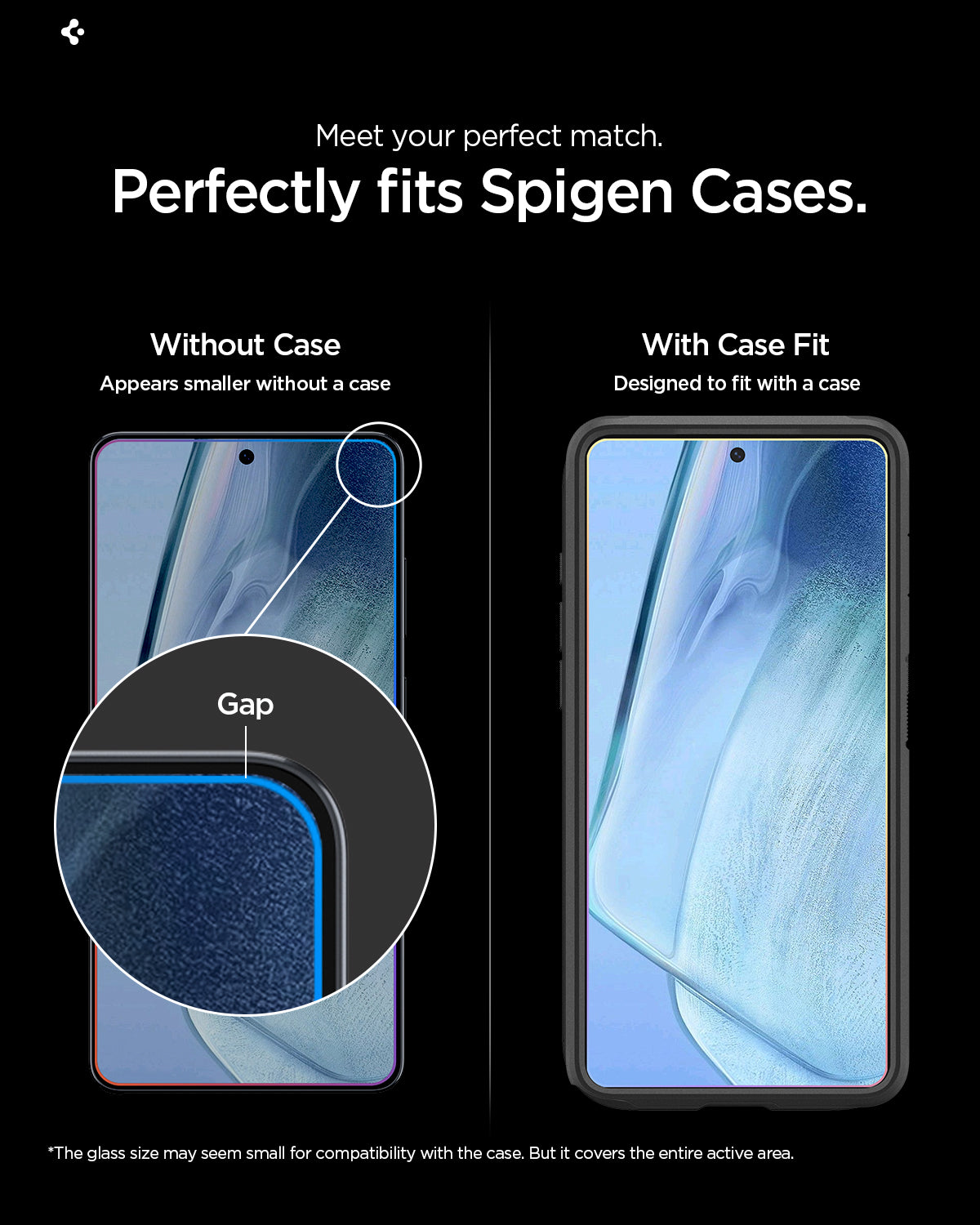 AGL11070 - Galaxy S26 Ultra GLAS.tR EZ Fit Pro | Privacy showing meet your perfect match and perfectly fits spigen cases