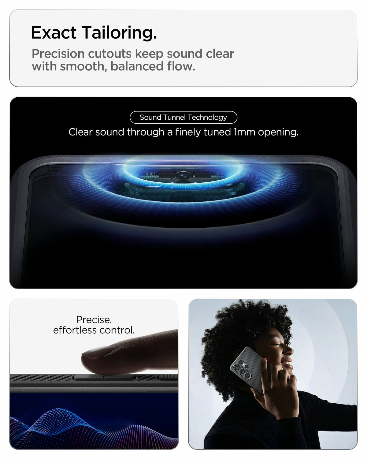 ACS11024 - Galaxy S26 Ultra Liquid Air (Mag Fit) in Matte Black showing exact tailoring. precision cutouts keep sound clear with smooth balanced flow