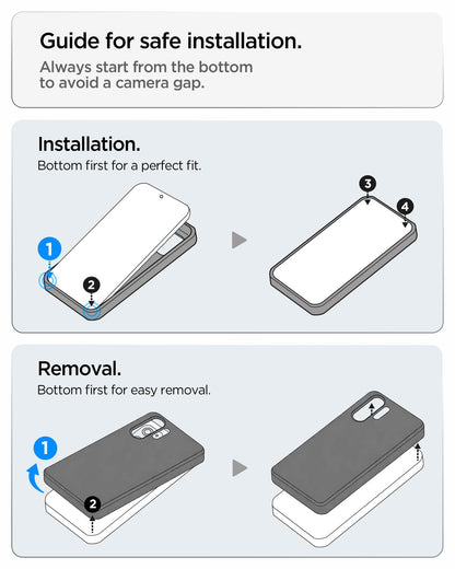 ACS11040 - Galaxy S26 Ultra Optik Armor in Black showing guide for safe installation