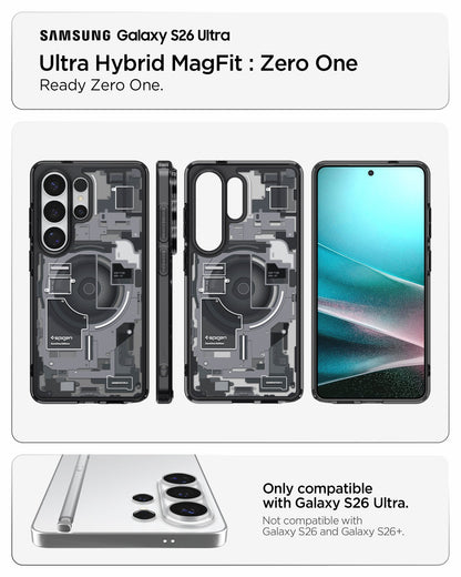 ACS10961 - Galaxy S26 Ultra Case Ultra Hybrid Zero One (Mag Fit) Black showing ready zero one