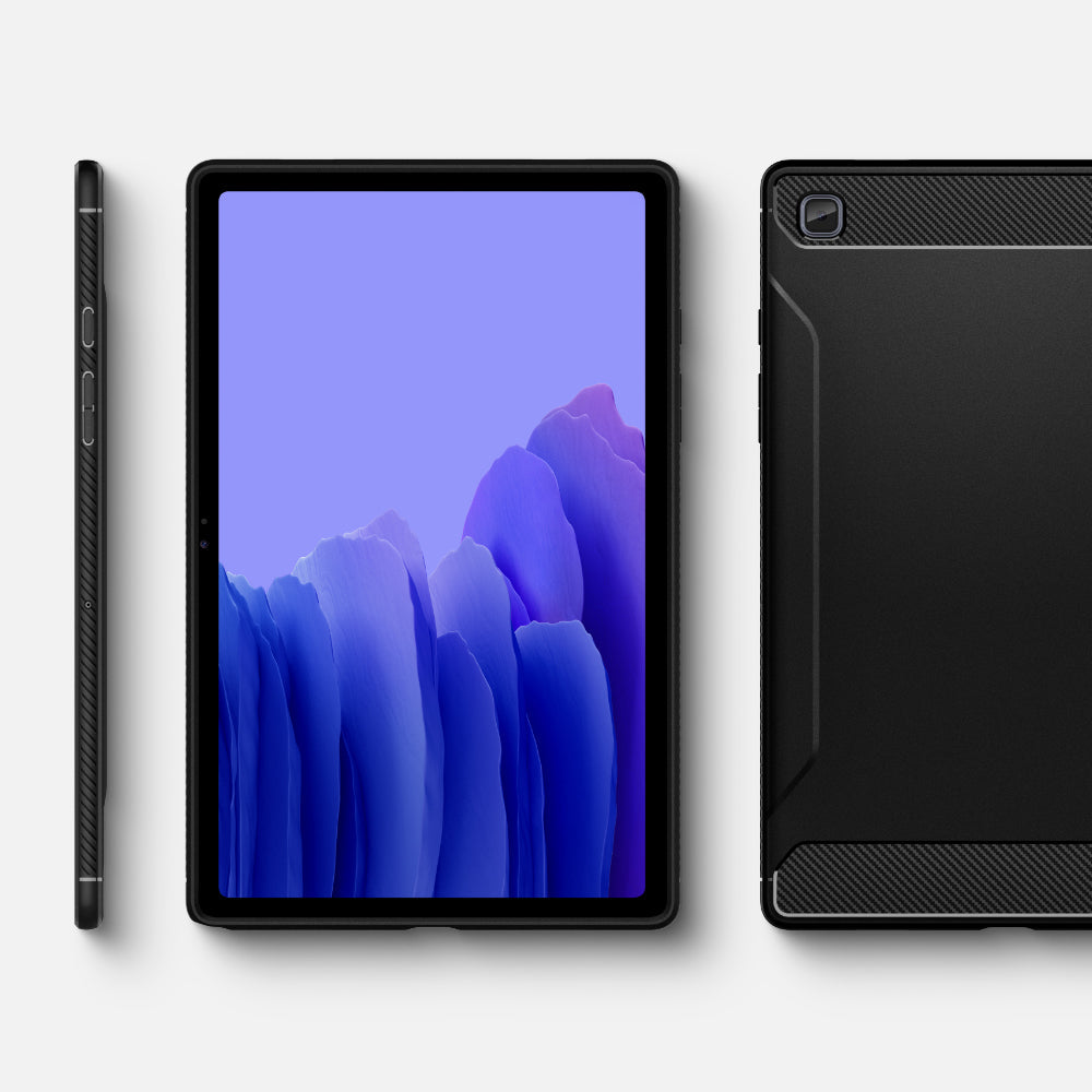 ACS01562 - Galaxy Tab A7 Case Rugged Armor in matte black showing front and back.