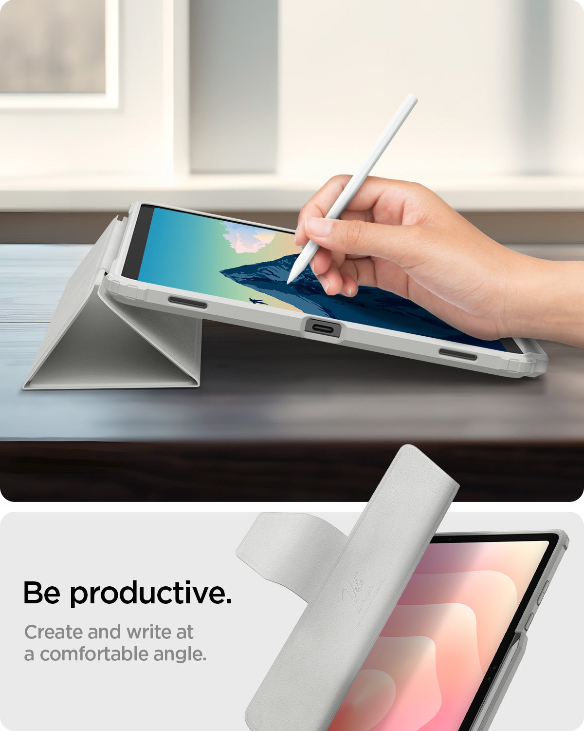 ACS10220 - Galaxy Tab S11 Ultra Series Ultra Hybrid Pro in Gray showing be productive. create and write at a comfortable angle.
