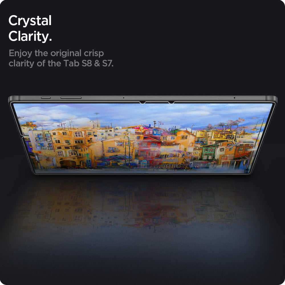 AGL02032 - Galaxy Tab S8 Screen Protector EZ Fit GLAS.tR crysrtal clarity. Enjoy the original crisp clarity of the tab s8 and s7.