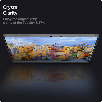 AGL02033 - Galaxy Tab S8 Plus Screen Protector EZ Fit GLAS.tR crysral clarity. Enjoy the original crisp clarity of the tab s8+ and s7+