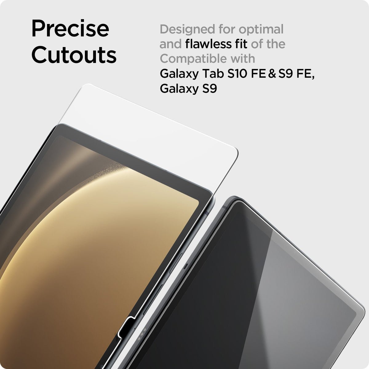 AGL07002 - Galaxy Tab S9 FE Series Screen Protector EZ FIT GLAS.tR precise cutouts. Designed for optimal and flawless fit of the galaxy tab s9,s10 fe, s9 fe.