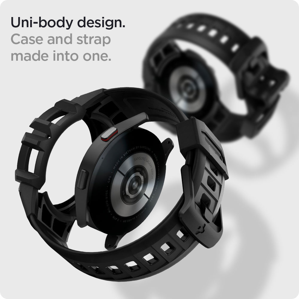 ACS03164 - Galaxy Watch 5/4 (44mm) Case Rugged Armor Pro in charcoal gray uni body design. case and strap made into one.