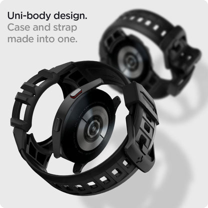 ACS03164 - Galaxy Watch 5/4 (44mm) Case Rugged Armor Pro in charcoal gray uni body design. case and strap made into one.