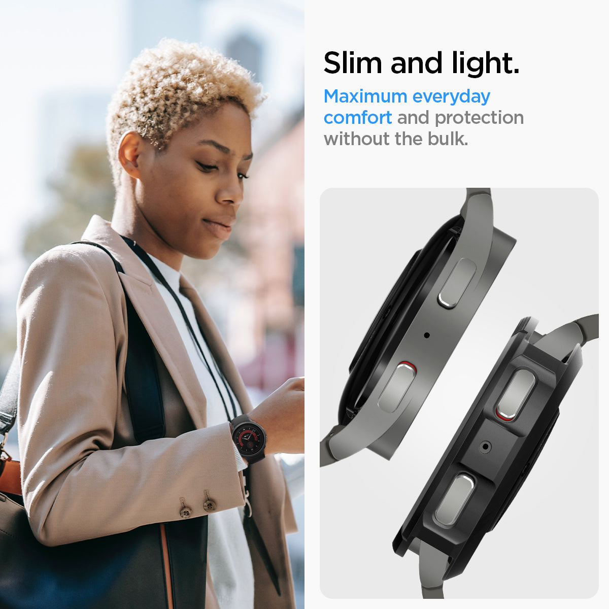 ACS05185 - Galaxy Watch 5 Pro (45mm) Case Liquid Air in matte black slim and light. maximum everyday comfort and protection without the bulk.