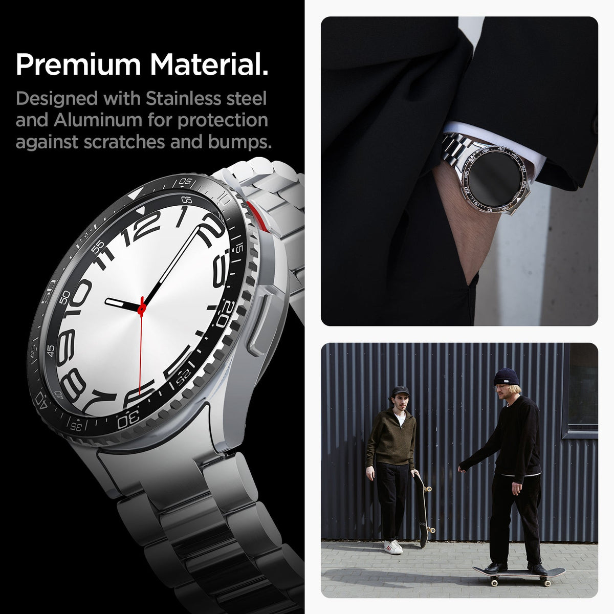 ACS06864 - Galaxy Watch 6 Classic (47mm) Bezel Tune in black premium material. designed with stainless steel and aluminum for protection against scratches and bumps.