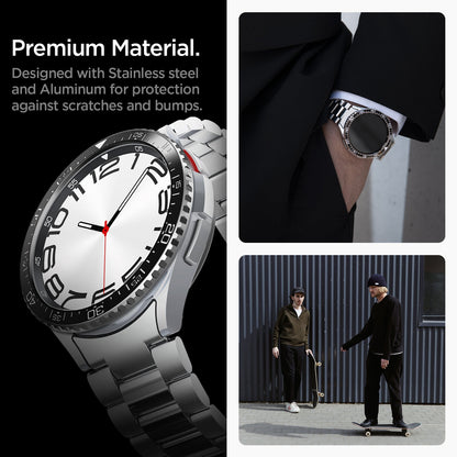 ACS06864 - Galaxy Watch 6 Classic (47mm) Bezel Tune in black premium material. designed with stainless steel and aluminum for protection against scratches and bumps.