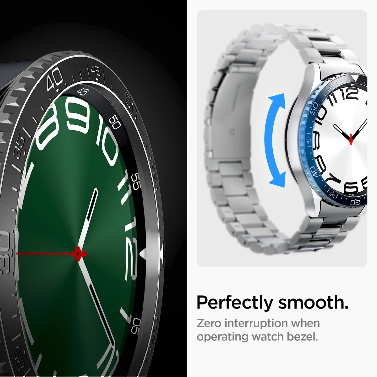 ACS06864 - Galaxy Watch 6 Classic (47mm) Bezel Tune in black perfectly smooth. zero interruption when operating watch bezel.