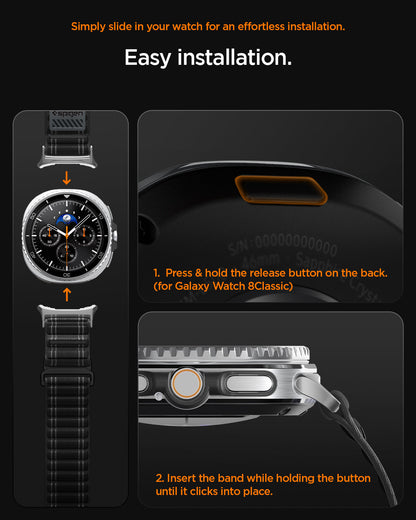 AMP10153 - SWi-9 Series WBF0 in black showing simply slide in your watch for an effortless installation.