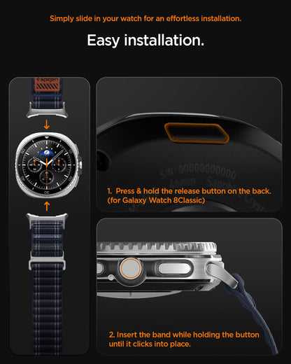 AMP10155 - SWi-9 Series WBF0 in navy showing simply slide in your watch for an effortless installation.
