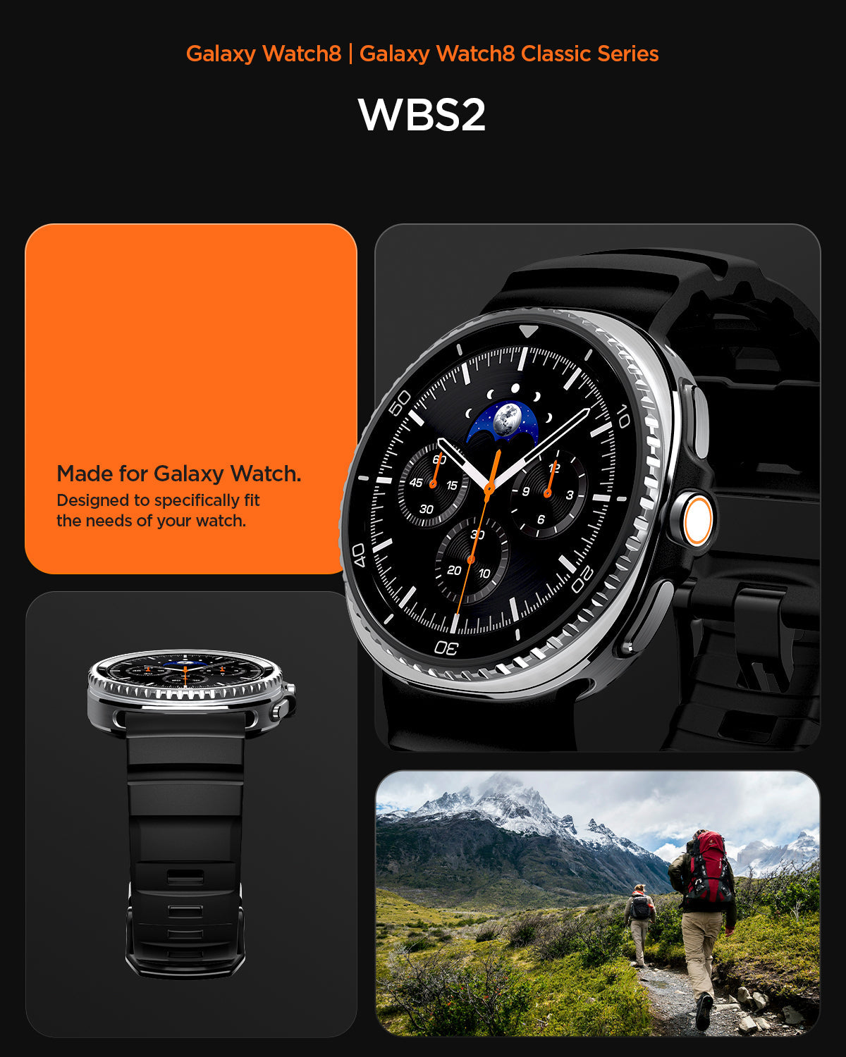 AMP10151 - SWi-9 Series WBS2 in black showing galaxy watch 8 WBS2