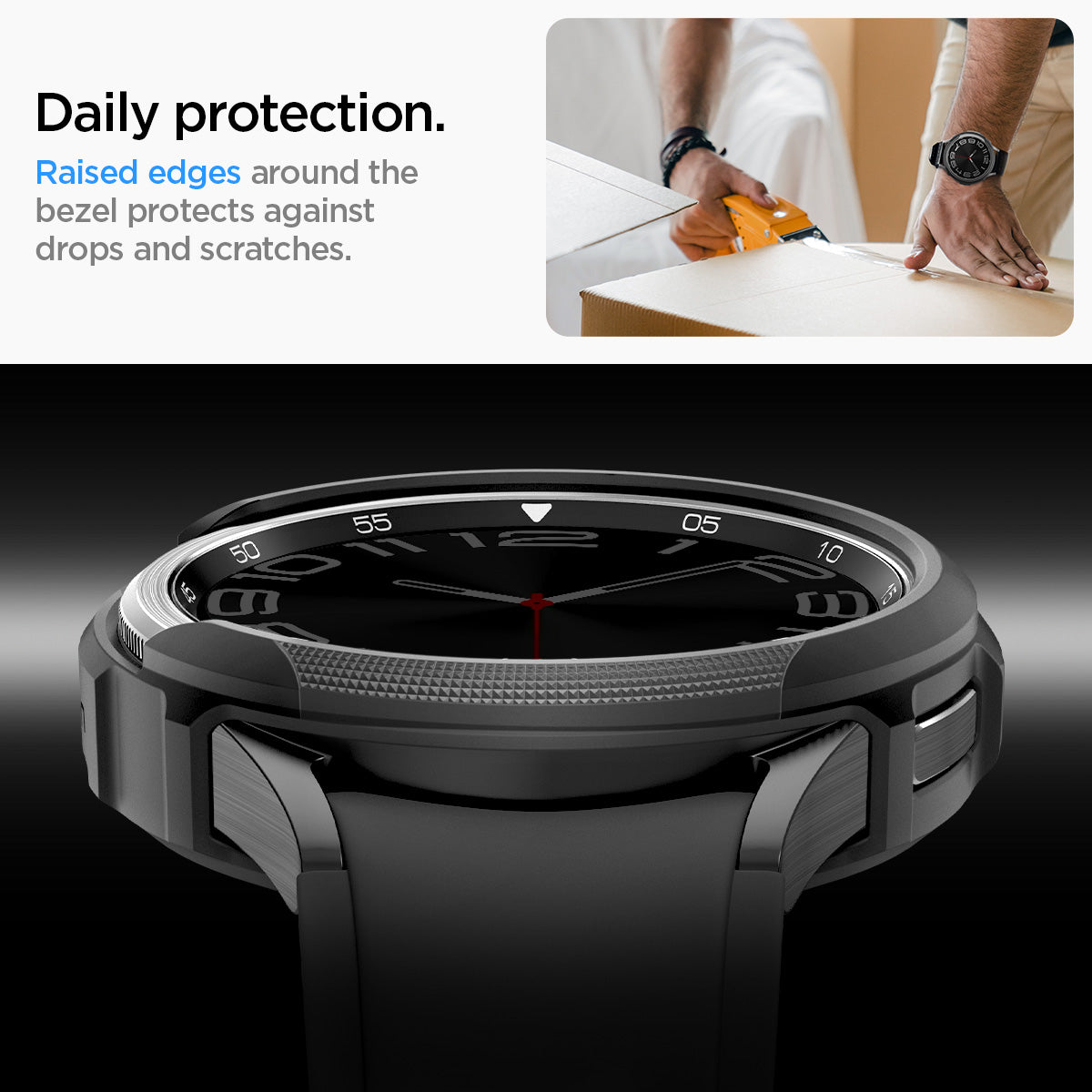 ACS06395 - Galaxy Watch 6 Classic (43mm) Case Liquid Air in matte black daily protection. raised edges around the bezel protects against drops and scratches.