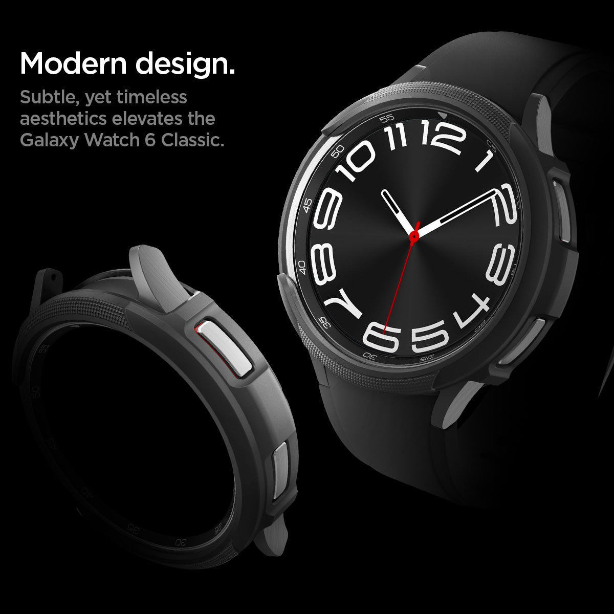 ACS06394 - Galaxy Watch 6 Classic (47mm) Case Liquid Air in matte black modern design. subtle, yet timeless aesthetics elevates the galaxy watch 6 classic.