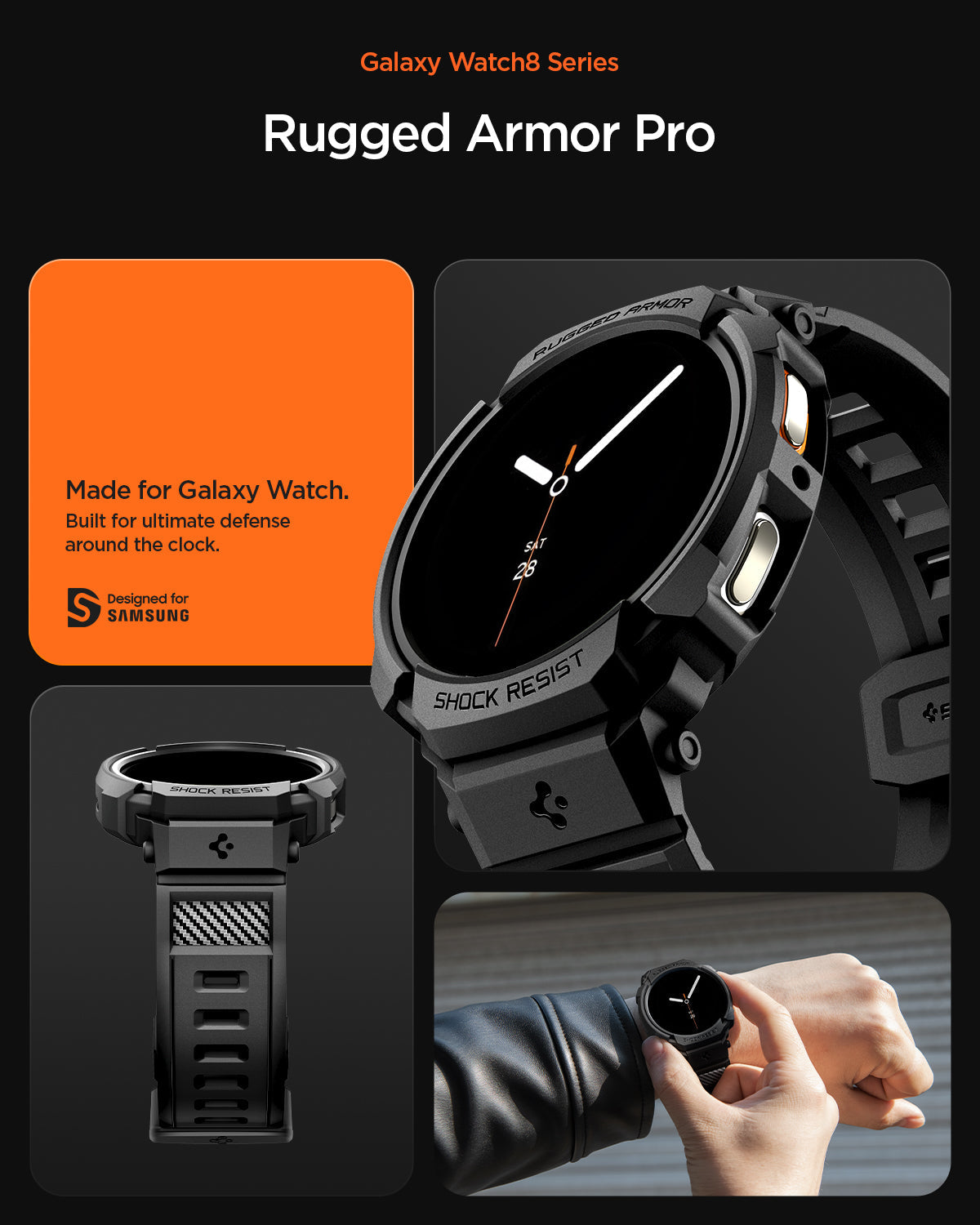 ACS10007 - SWi-dd Rugged Armor Pro showing rugged armor made for galaxy watch. Built for ultimate defense around the clock.