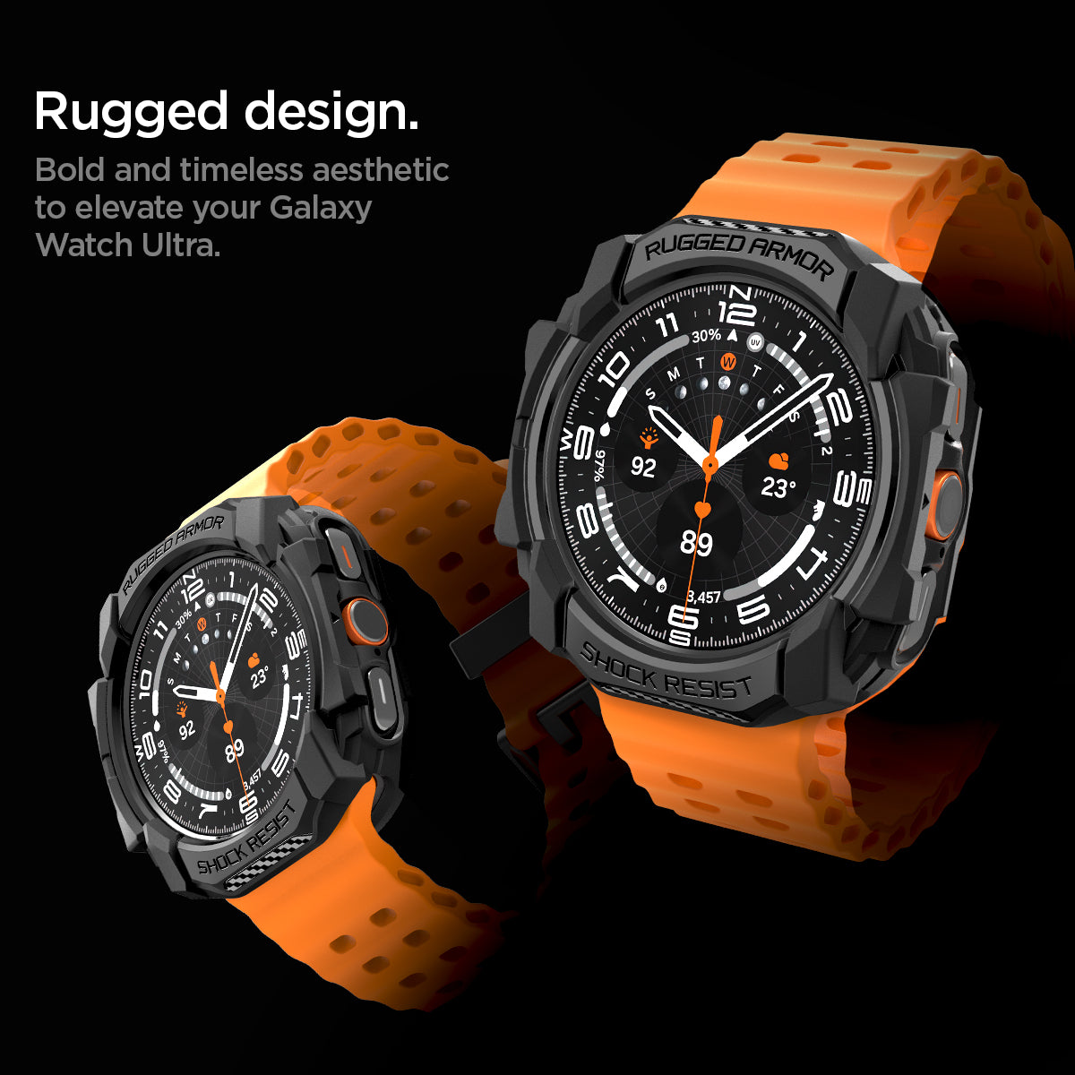 ACS08426 - Galaxy Watch Ultra (47mm) Rugged Armor in Matte Black rugged design. stay rugged around the clock with timeless aesthetics.