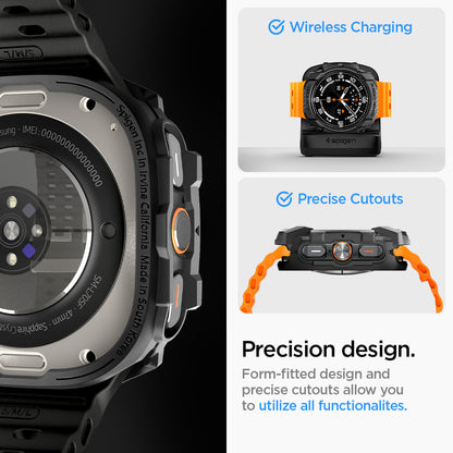 ACS08426 - Galaxy Watch Ultra (47mm) Rugged Armor in Matte Black wireless charging. precise cutouts. precision design. form fitted design and precise cutouts allow you to utilize all functionalites.