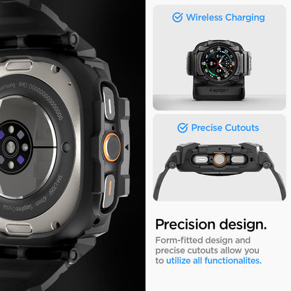 ACS08427 - Galaxy Watch Ultra (47mm) Rugged Armor Pro in Matte Black wireless charging. power share. precision design. Form fitted design and precise cutouts allow you to utilize all functionalites.