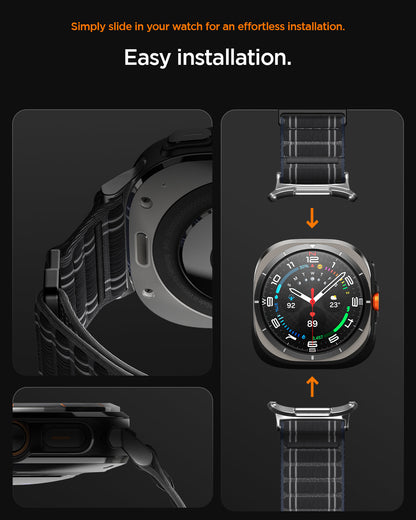 AMP10146 - Galaxy Watch Ultra WBF0 in black showing simply slide in your watch for an effortless installation.