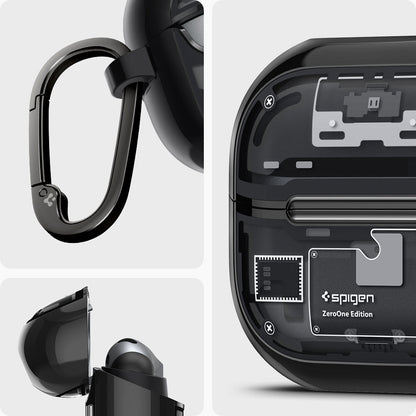 ACS08331 - Galaxy Buds 3 Pro Ultra Hybrid Zero One showing carabiner and side with top open.