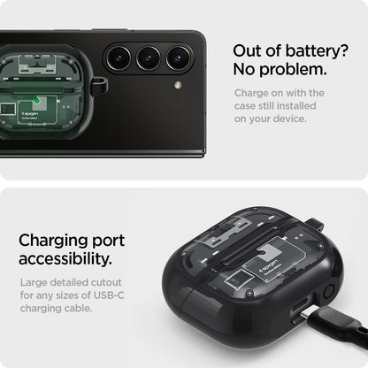 ACS08331 - Galaxy Buds 3 Pro Ultra Hybrid Zero One Out of battery? No problem. Charge on with the case still installed on your device. Charging port accessibility. Large detailed cutout for any sizes of USB-C charging cable.