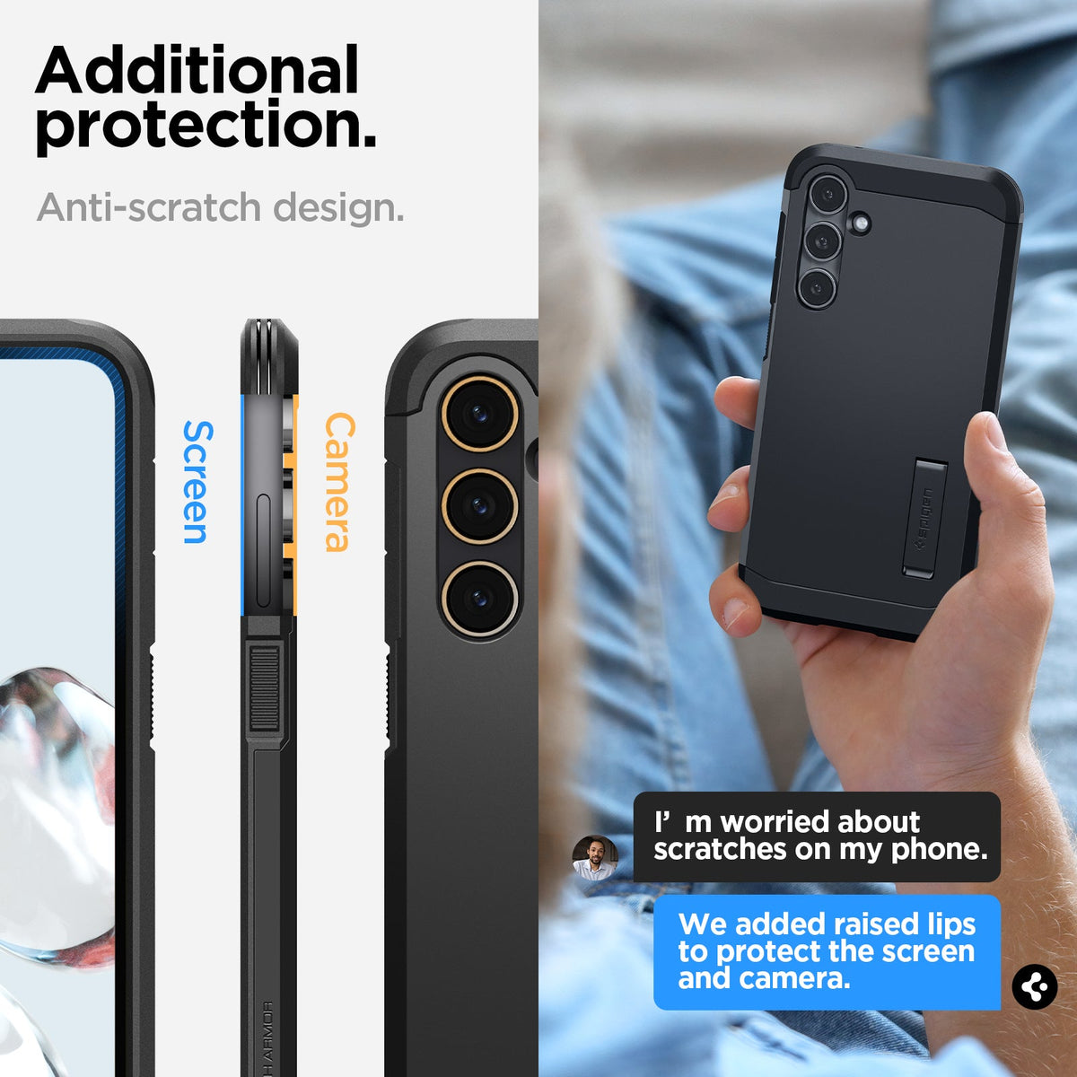 ACS06364 - Galaxy S23 FE Case Tough Armor in black additional protection. Anti scratch design.